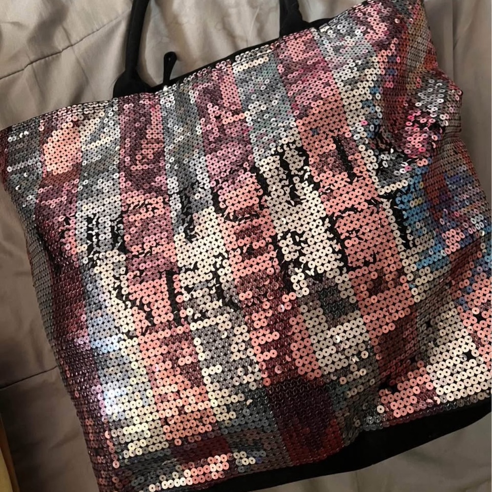 Victoria's Secret Pink and Black Sequin Tote